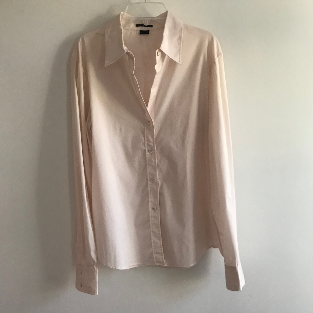 Theory Light Pink Stretchy Fitted Dress Shirt